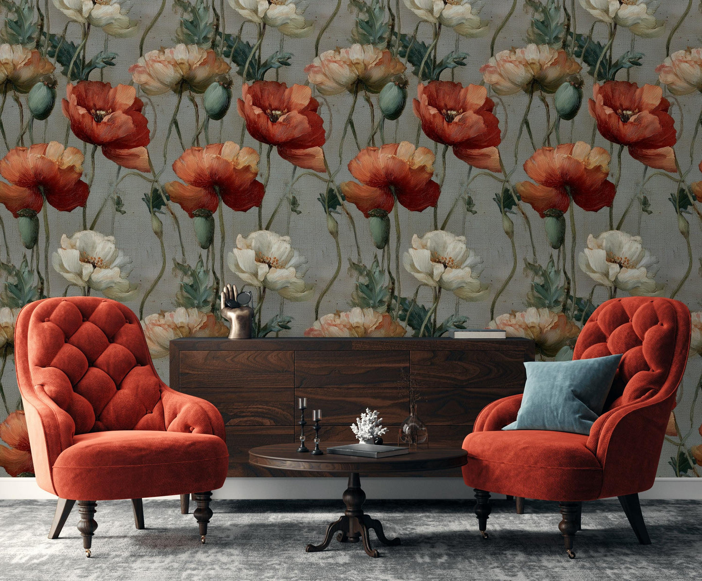 Dutch Floral Wallpaper: Vintage Oil Painting Mural, Dark Academia Peel and Stick
