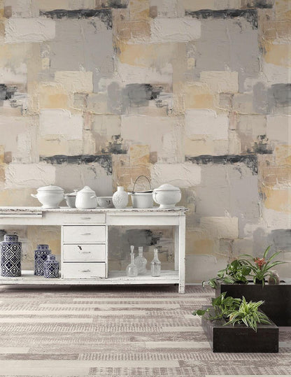 Abstract Textured Plaster Wallpaper | Modern Neutral Wall Mural | Minimalist Peel and Stick Decor