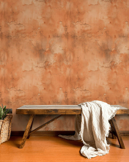 Distressed Terracotta Wallpaper Mural Rustic Rusty Wall Decor Industrial Peel Stick