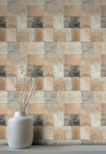 Rustic Brick Peel and Stick Wallpaper: Farmhouse Cabin Wall Mural