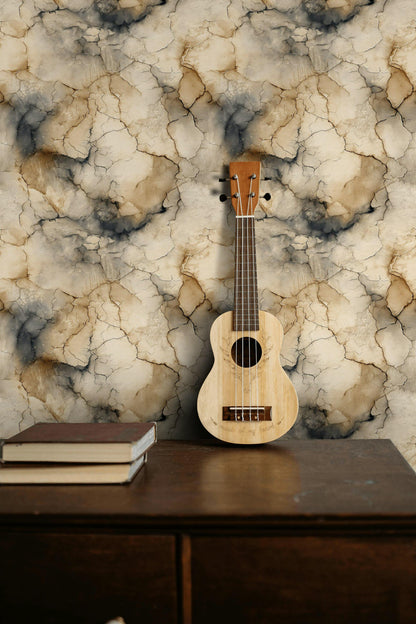 Cracked Earth Texture Wallpaper | Abstract distressed Wall Mural | Neutral Peel and Stick Decor