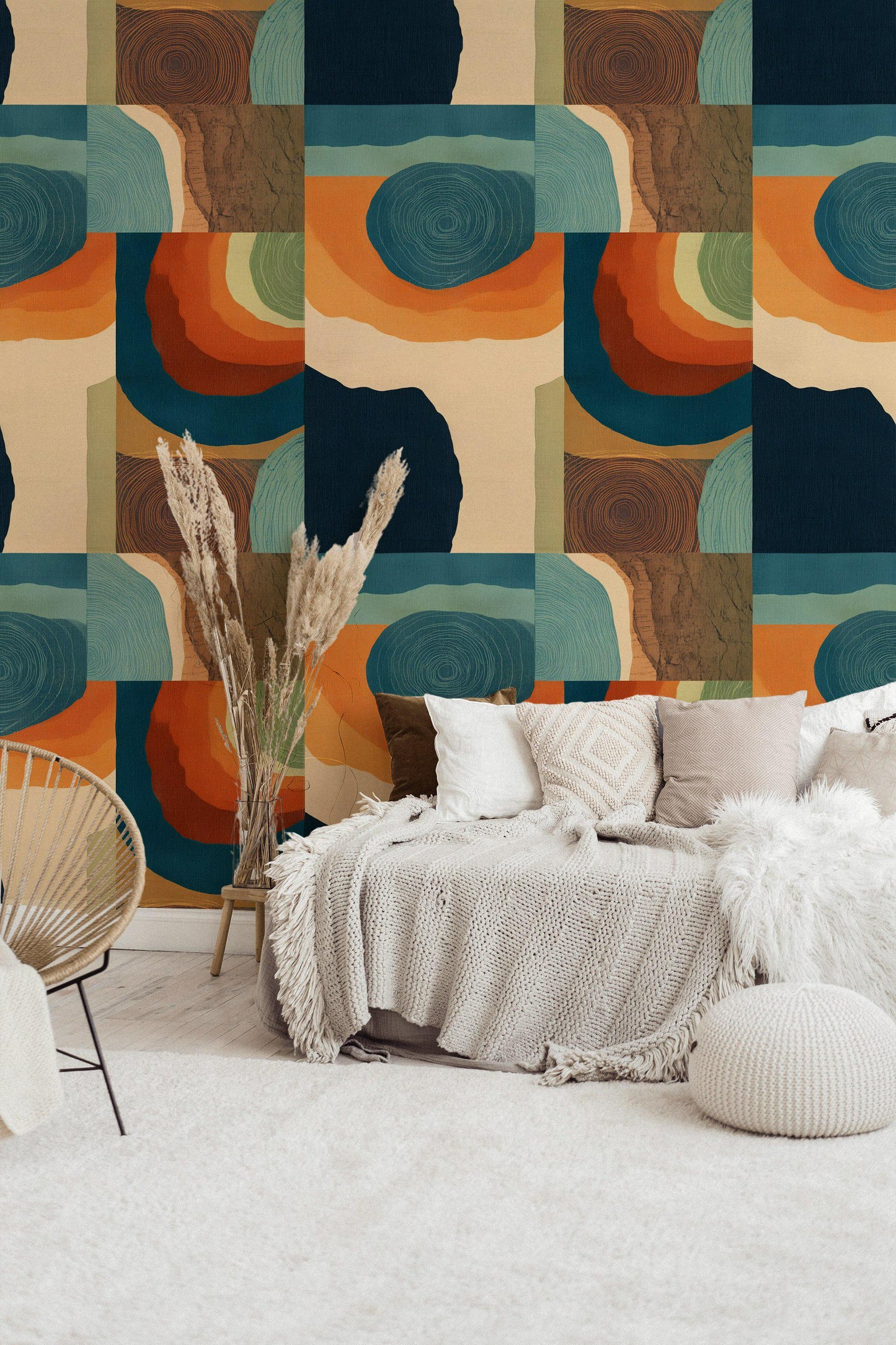 Abstract Nature Blocks Wallpaper: Earth Tones Peel and Stick Wall Mural