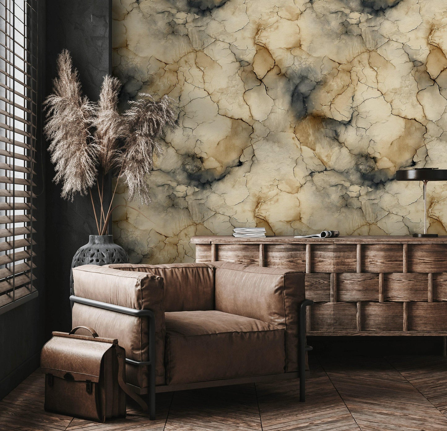 Cracked Earth Texture Wallpaper | Abstract distressed Wall Mural | Neutral Peel and Stick Decor