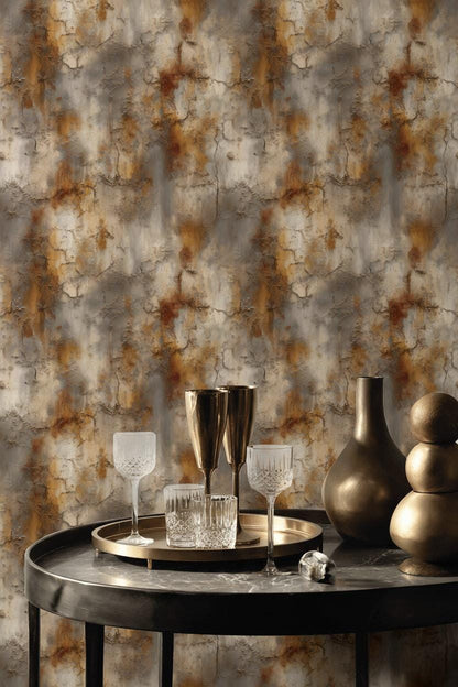 Cracked Terracotta Wallpaper Mural | Distressed Rustic Plaster Texture | Industrial Peel and Stick Wall Decor