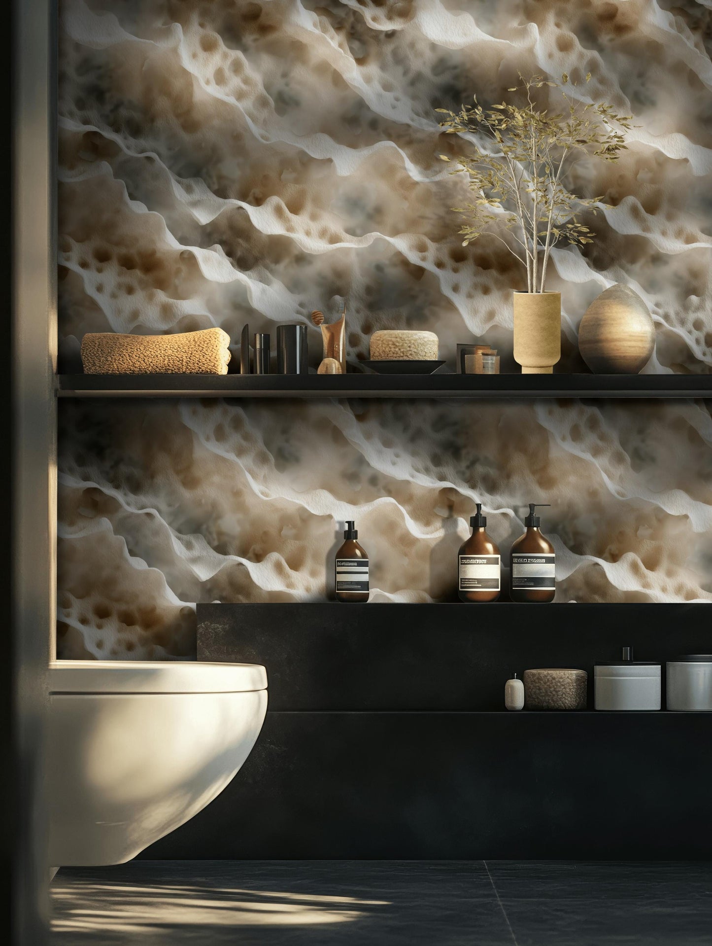 Ocean Wave Texture Wallpaper | Abstract Coral Reef Wall Mural | Coastal Peel and Stick Decor