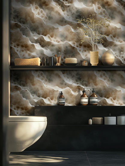 Ocean Wave Texture Wallpaper | Abstract Coral Reef Wall Mural | Coastal Peel and Stick Decor