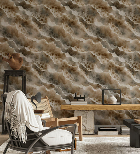 Ocean Wave Texture Wallpaper | Abstract Coral Reef Wall Mural | Coastal Peel and Stick Decor