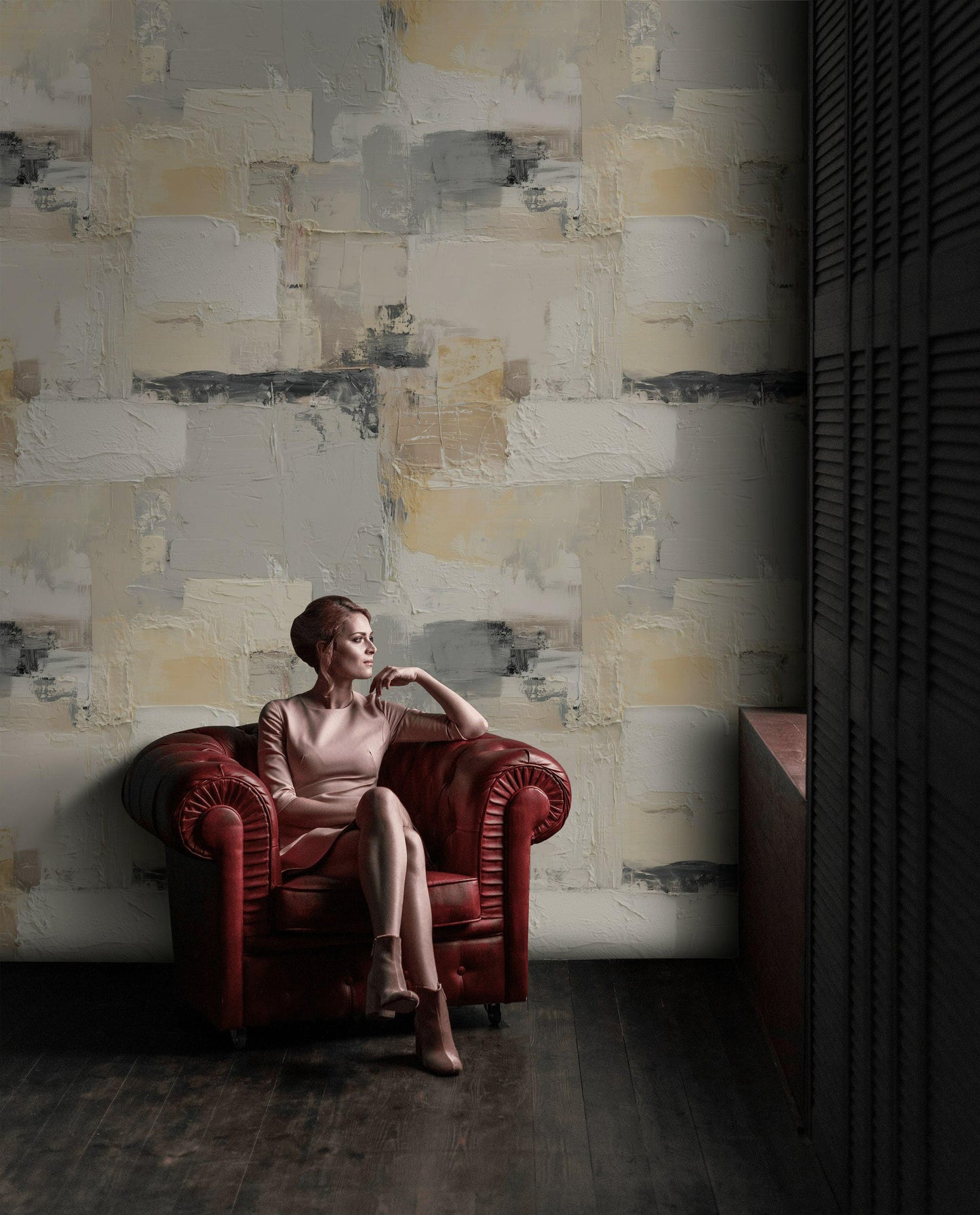 Abstract Textured Plaster Wallpaper | Modern Neutral Wall Mural | Minimalist Peel and Stick Decor