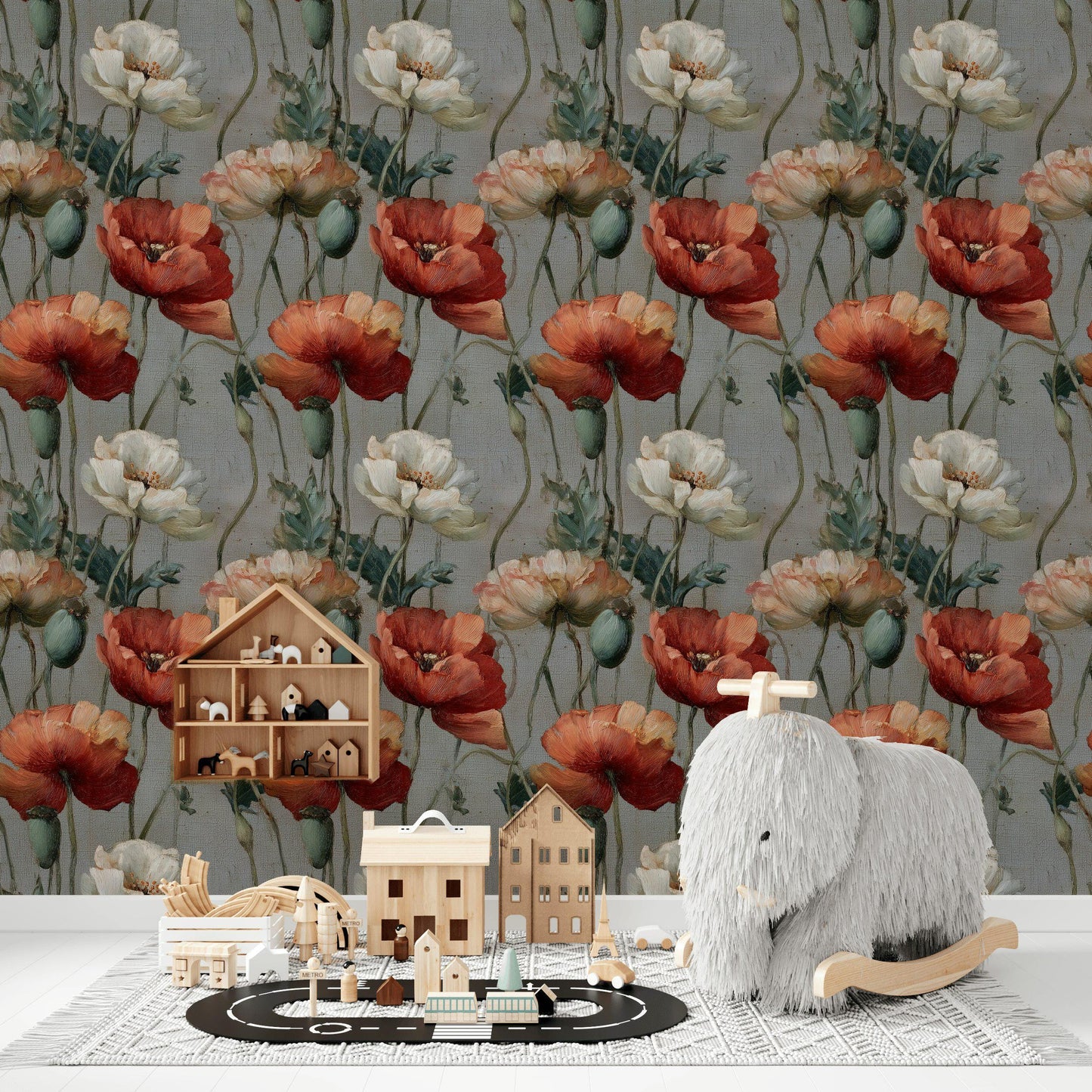 Dutch Floral Wallpaper: Vintage Oil Painting Mural, Dark Academia Peel and Stick