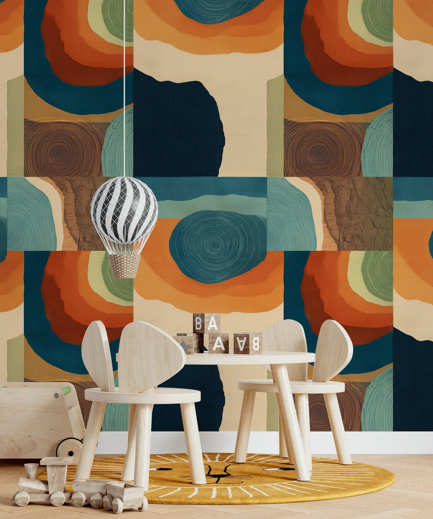 Abstract Nature Blocks Wallpaper: Earth Tones Peel and Stick Wall Mural