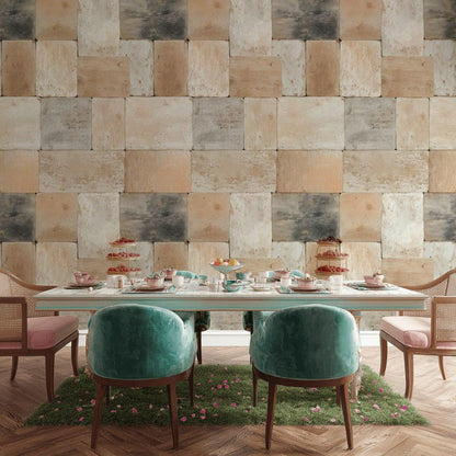 Rustic Brick Peel and Stick Wallpaper: Farmhouse Cabin Wall Mural