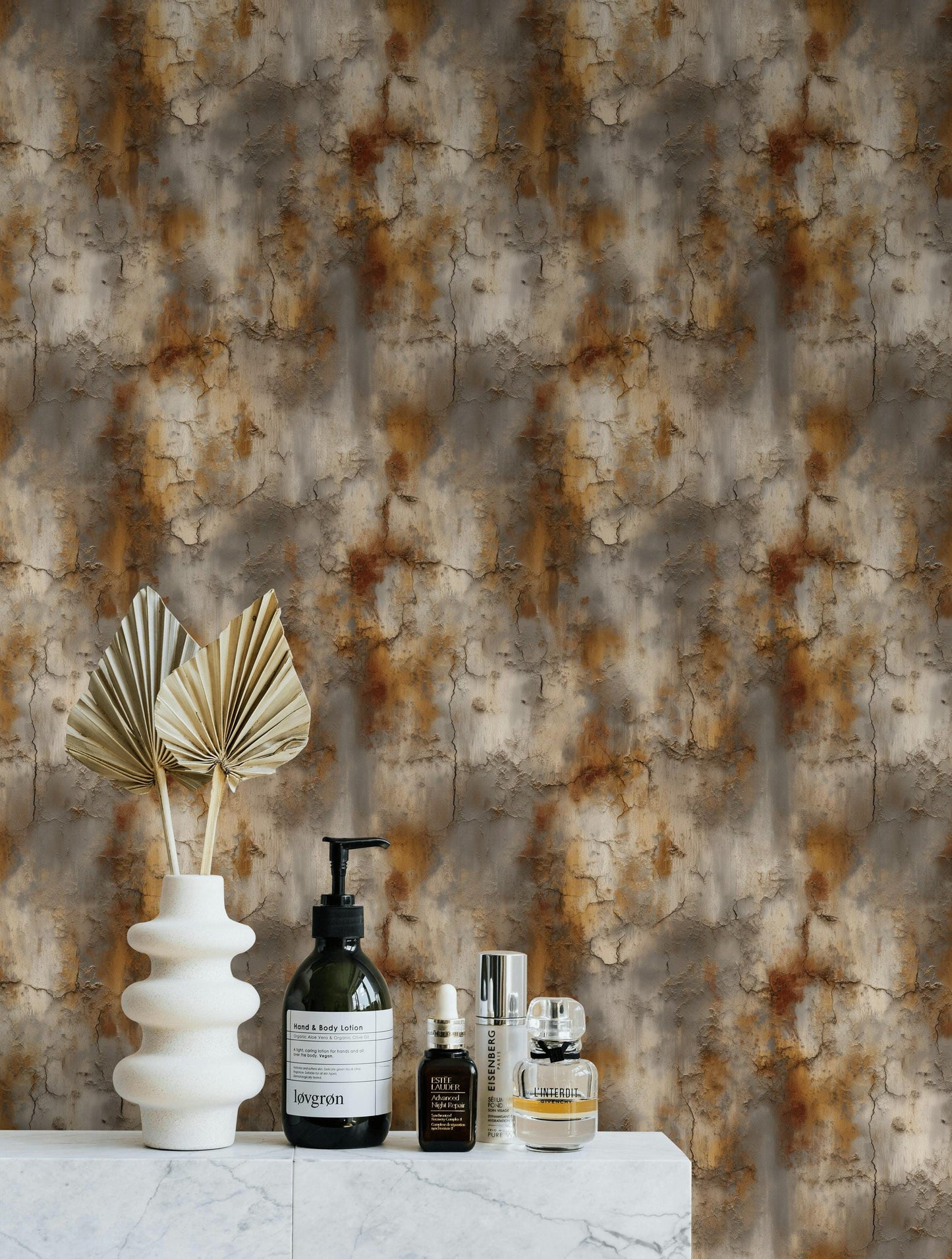 Cracked Terracotta Wallpaper Mural | Distressed Rustic Plaster Texture | Industrial Peel and Stick Wall Decor