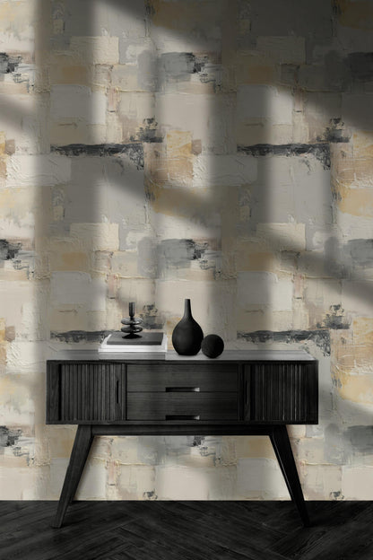 Abstract Textured Plaster Wallpaper | Modern Neutral Wall Mural | Minimalist Peel and Stick Decor