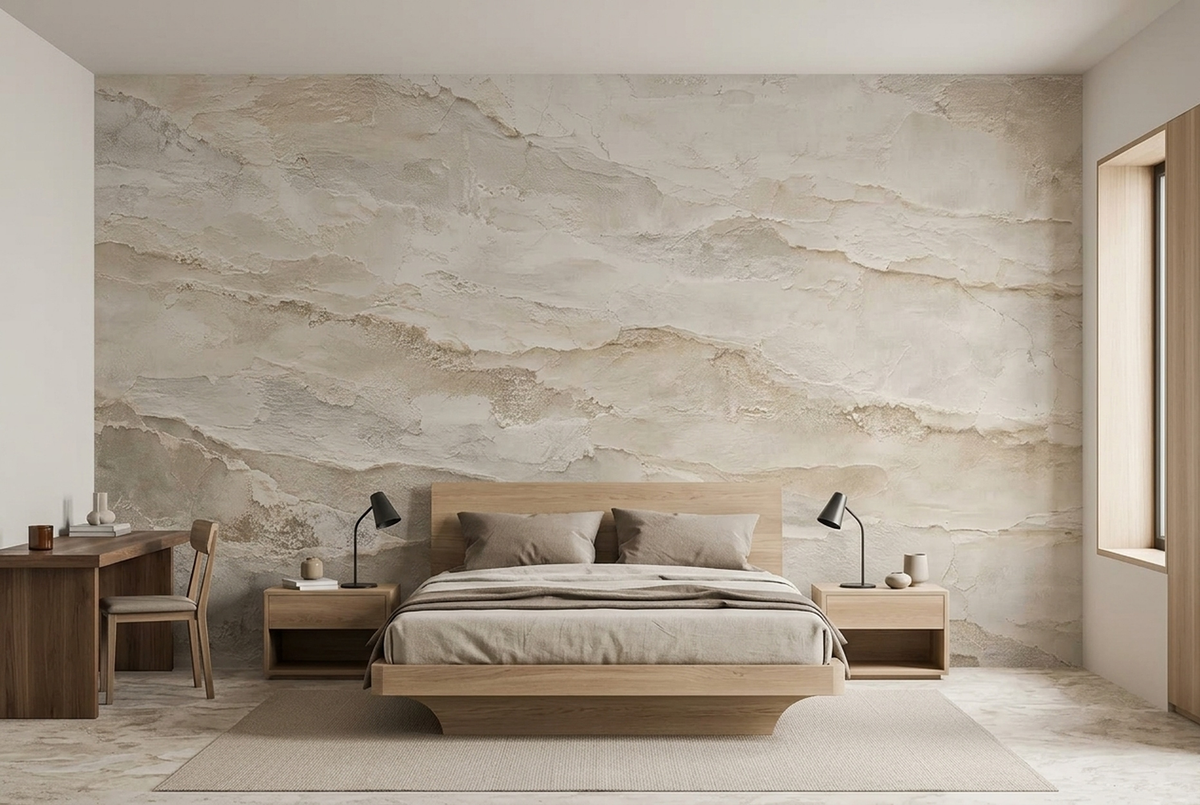 Layered Plaster Texture Wallpaper Rustic Modern Wall Mural