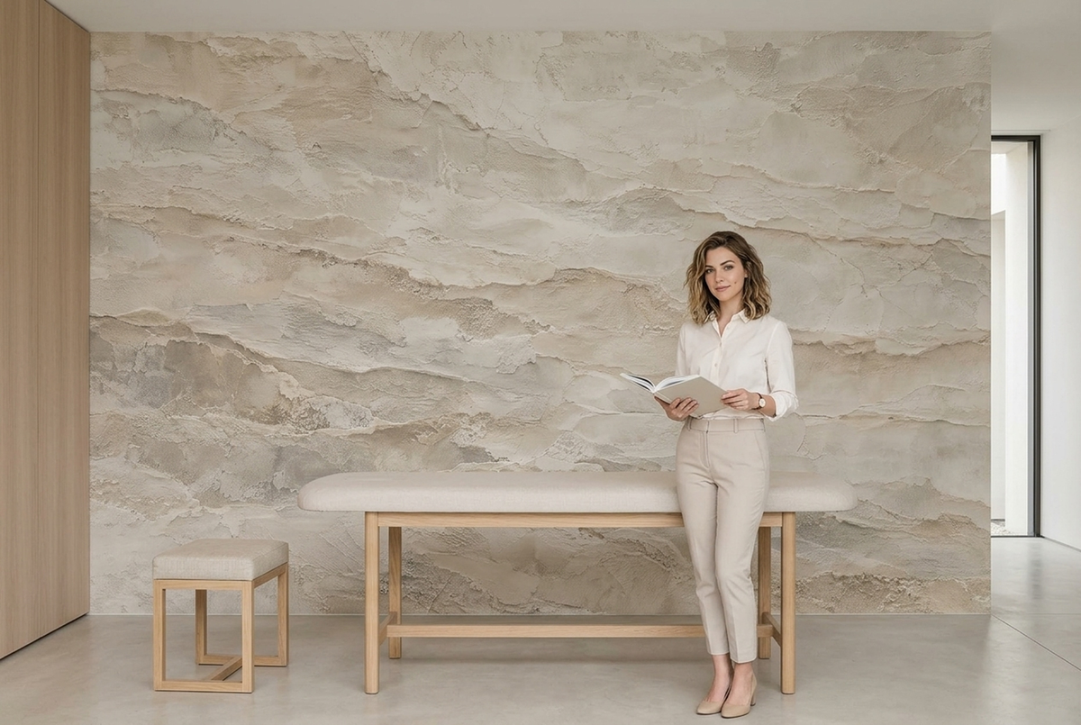 Layered Plaster Texture Wallpaper Rustic Modern Wall Mural