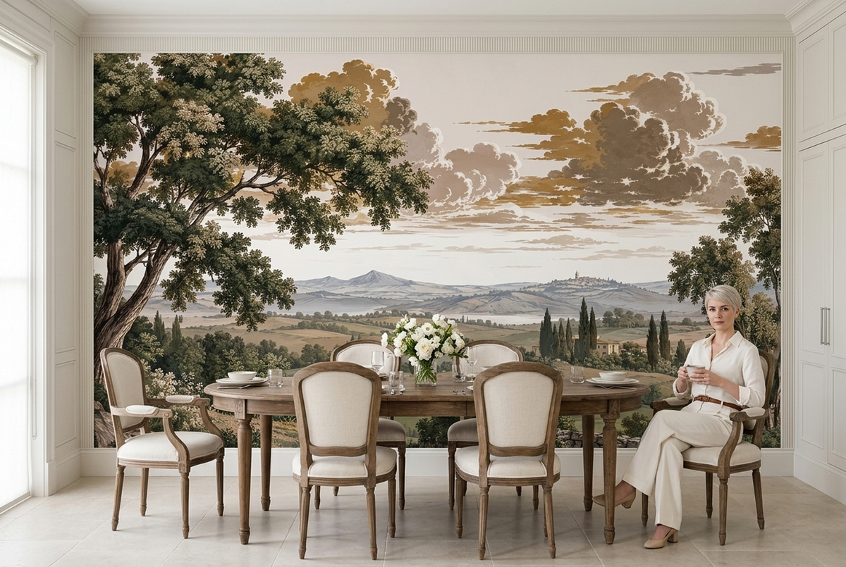 Vintage Pastoral Landscape Wallpaper Scenic Countryside Wall Mural