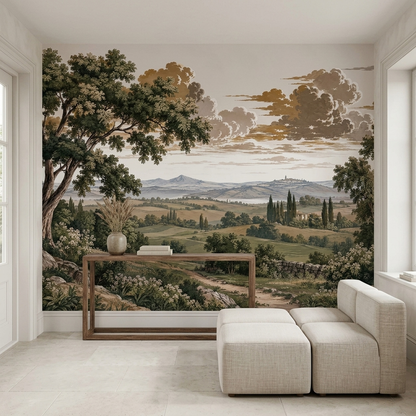 Vintage Pastoral Landscape Wallpaper Scenic Countryside Wall Mural