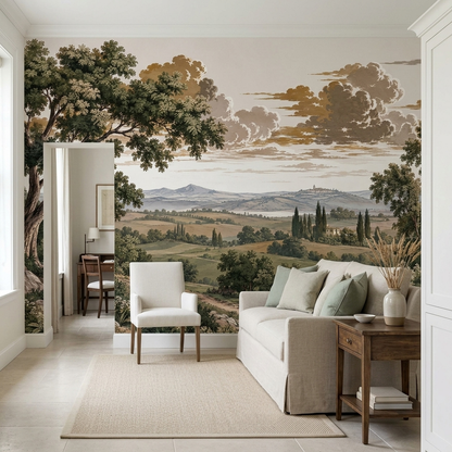 Vintage Pastoral Landscape Wallpaper Scenic Countryside Wall Mural