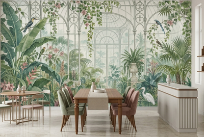 Tropical Conservatory Wallpaper Illustrated Garden Wall Mural