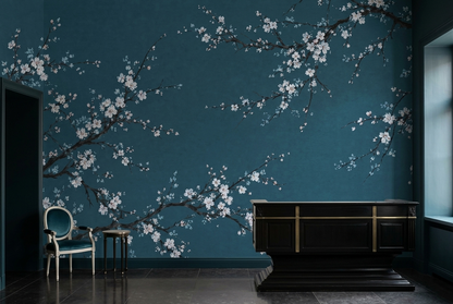 Cherry Blossom Branch Wallpaper Chinoiserie Style Wall Mural