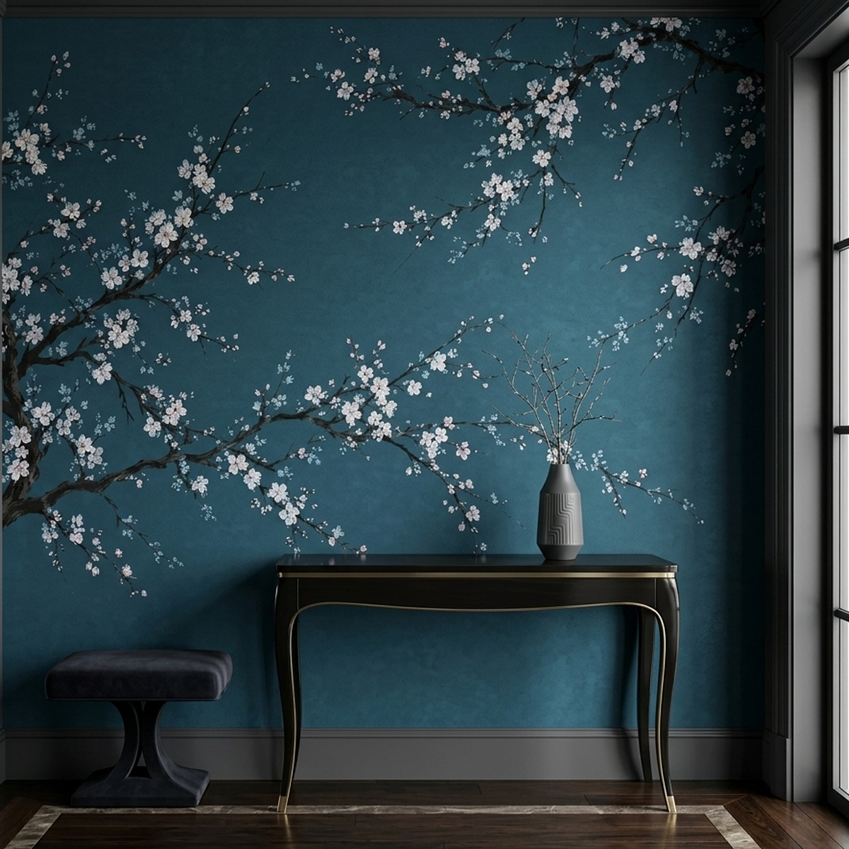 Cherry Blossom Branch Wallpaper Chinoiserie Style Wall Mural