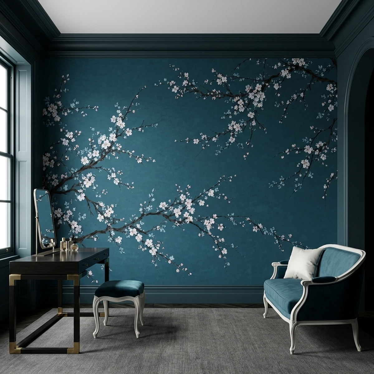 Cherry Blossom Branch Wallpaper Chinoiserie Style Wall Mural