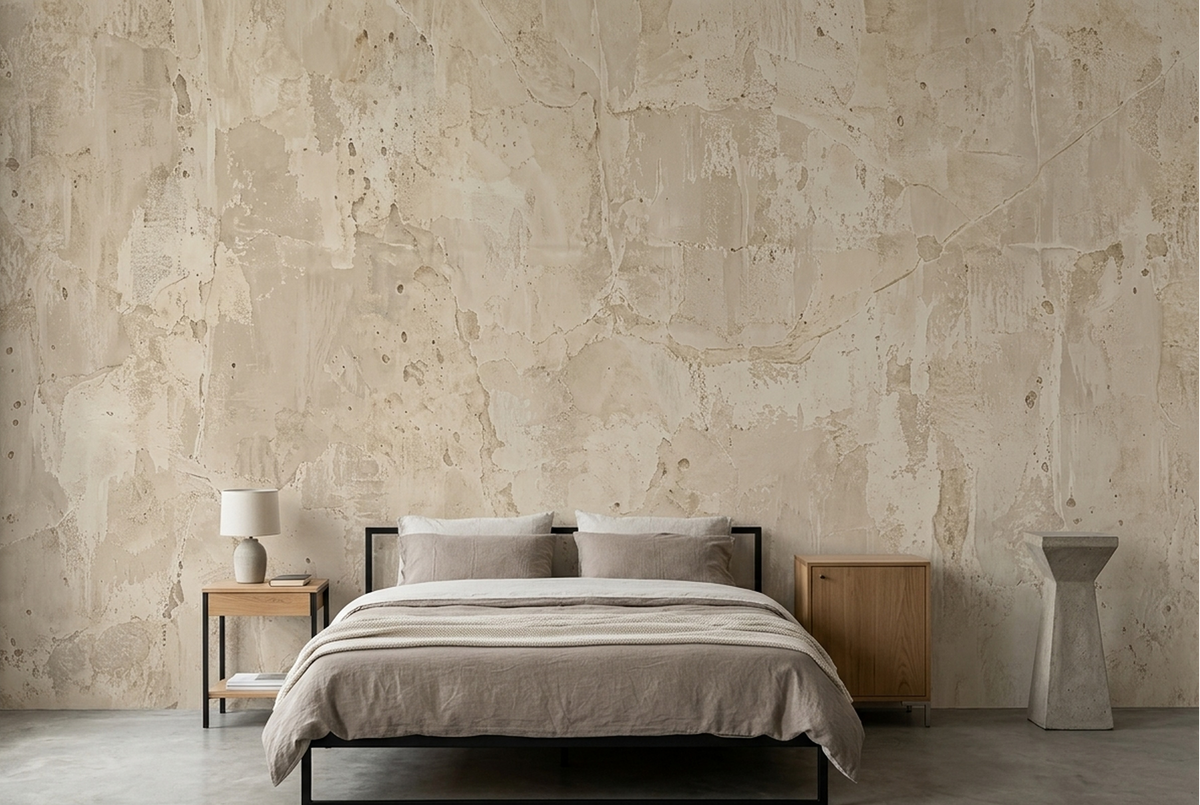 Cracked Plaster Surface Wallpaper Rustic Neutral Wall Mural