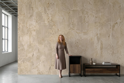 Cracked Plaster Surface Wallpaper Rustic Neutral Wall Mural