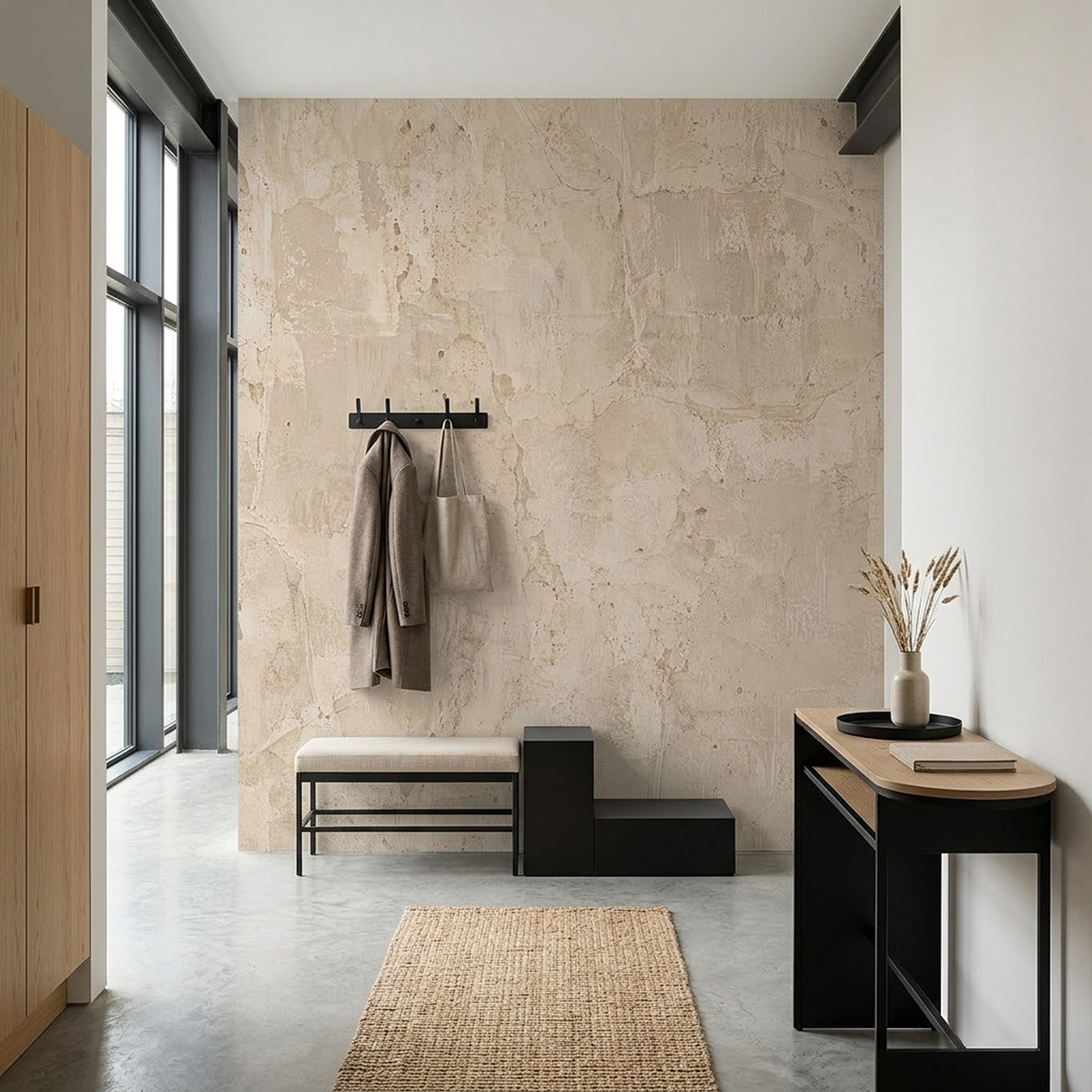 Cracked Plaster Surface Wallpaper Rustic Neutral Wall Mural