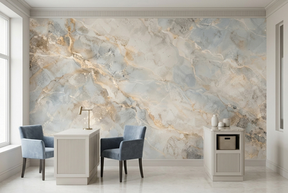 Blue Gray Marble Veins Wallpaper Modern Stone Wall Mural