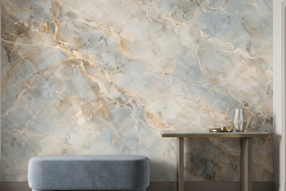 Blue Gray Marble Veins Wallpaper Modern Stone Wall Mural