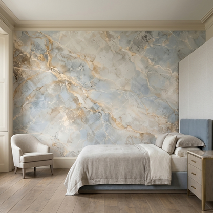 Blue Gray Marble Veins Wallpaper Modern Stone Wall Mural
