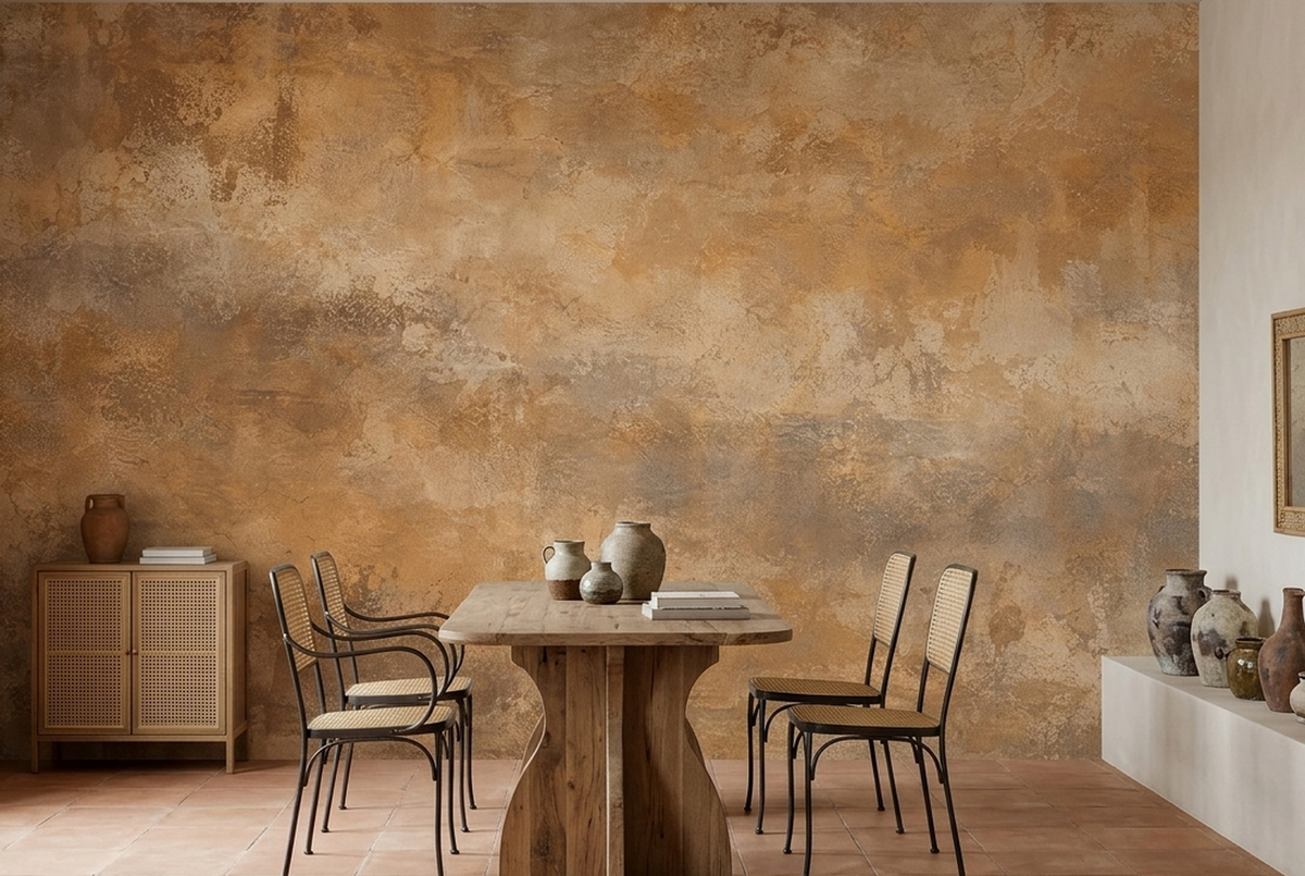Weathered Plaster Surface Wallpaper Warm Neutral Wall Mural