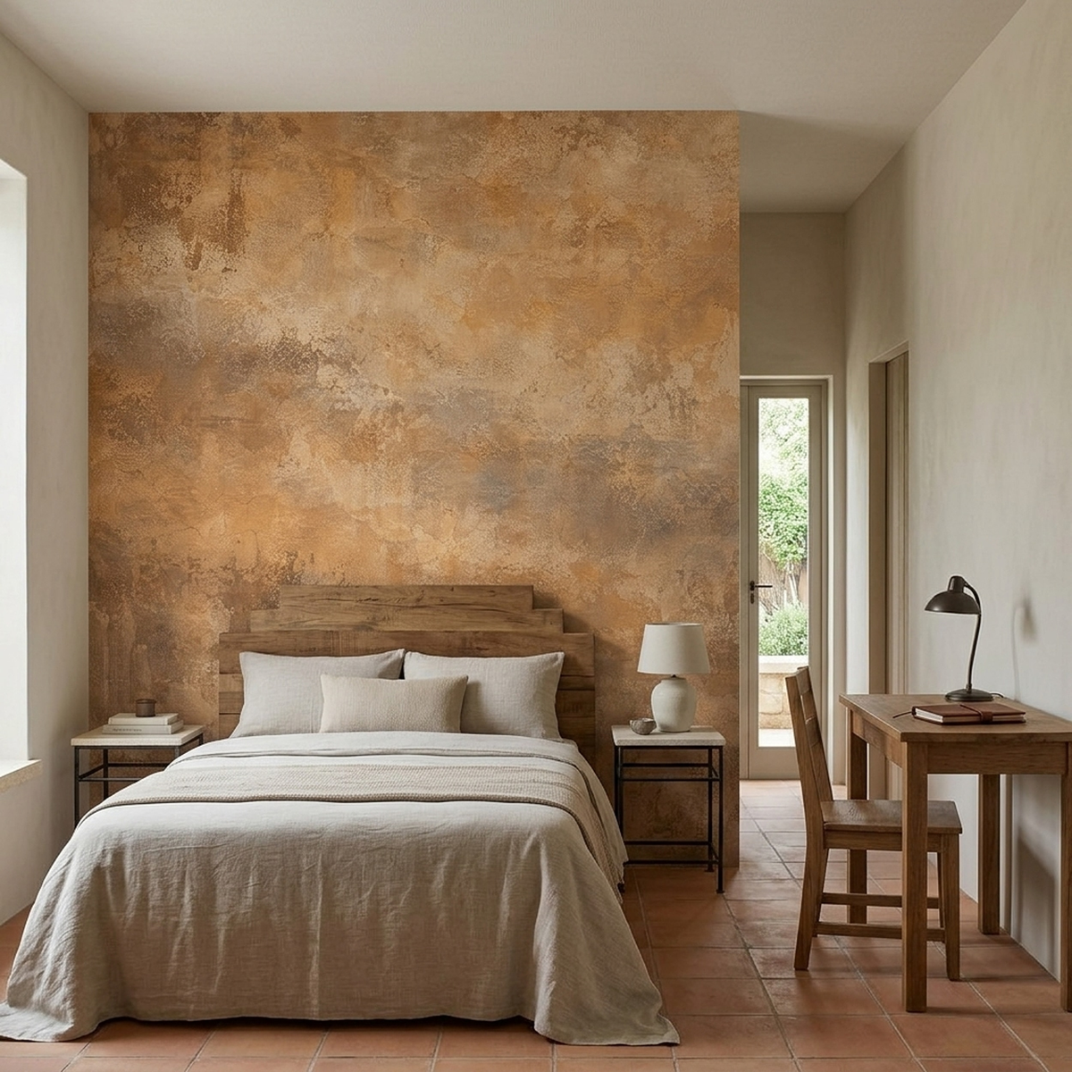 Weathered Plaster Surface Wallpaper Warm Neutral Wall Mural