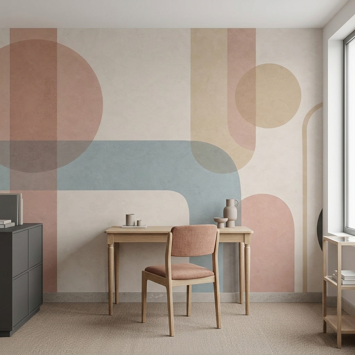 Overlapping Geometric Arches Wallpaper Neutral Pastels Wall Mural