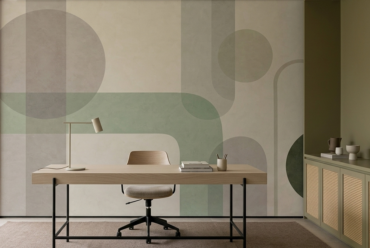 Overlapping Arches And Semi Transparent Circles Wallpaper Modern Wall Mural