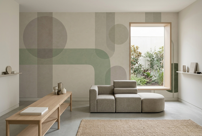 Overlapping Arches And Semi Transparent Circles Wallpaper Modern Wall Mural