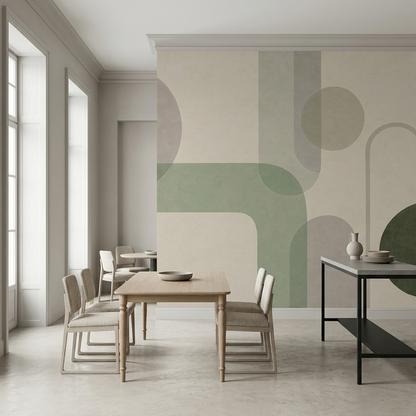Overlapping Arches And Semi Transparent Circles Wallpaper Modern Wall Mural