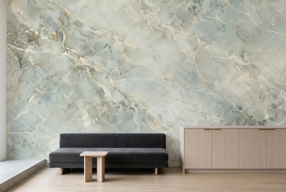 Soft Gray Marble Veins Wallpaper Neutral Mineral Wall Mural
