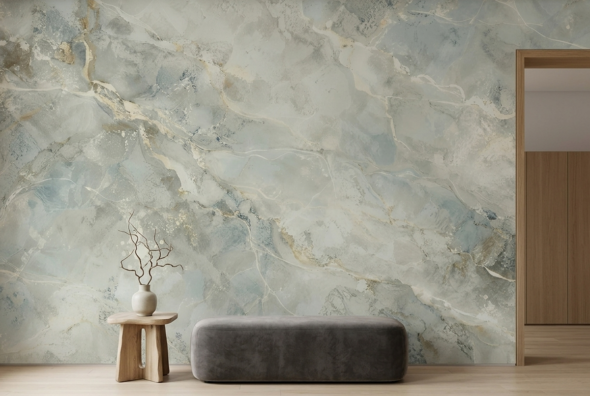 Soft Gray Marble Veins Wallpaper Neutral Mineral Wall Mural