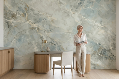 Soft Gray Marble Veins Wallpaper Neutral Mineral Wall Mural
