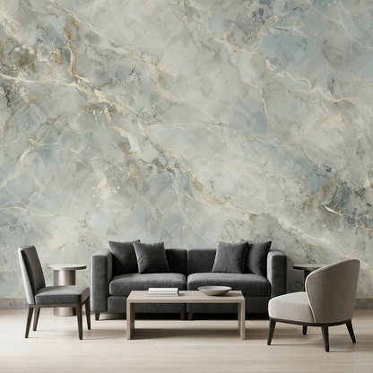 Soft Gray Marble Veins Wallpaper Neutral Mineral Wall Mural