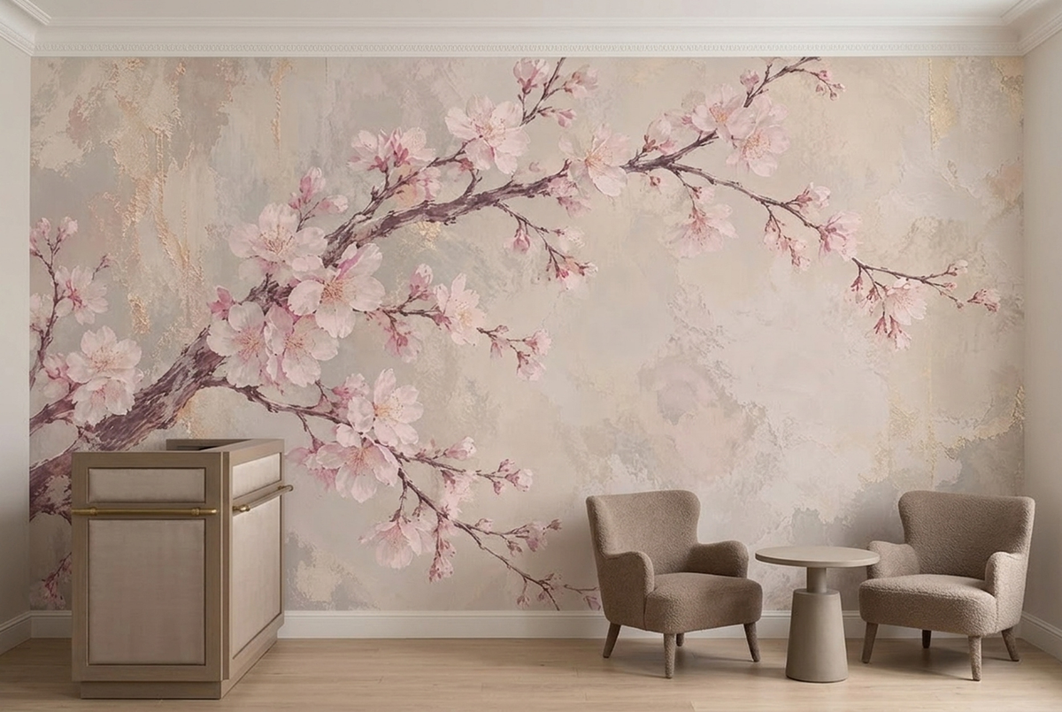 Sakura Cherry Blossoms Wallpaper Soft Pink Botanical Wall Mural