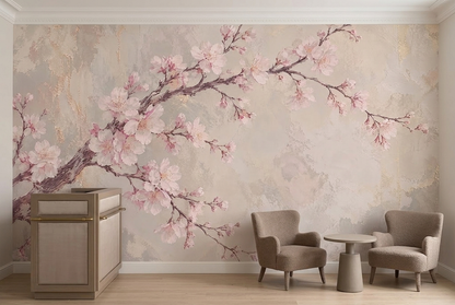 Sakura Cherry Blossoms Wallpaper Soft Pink Botanical Wall Mural