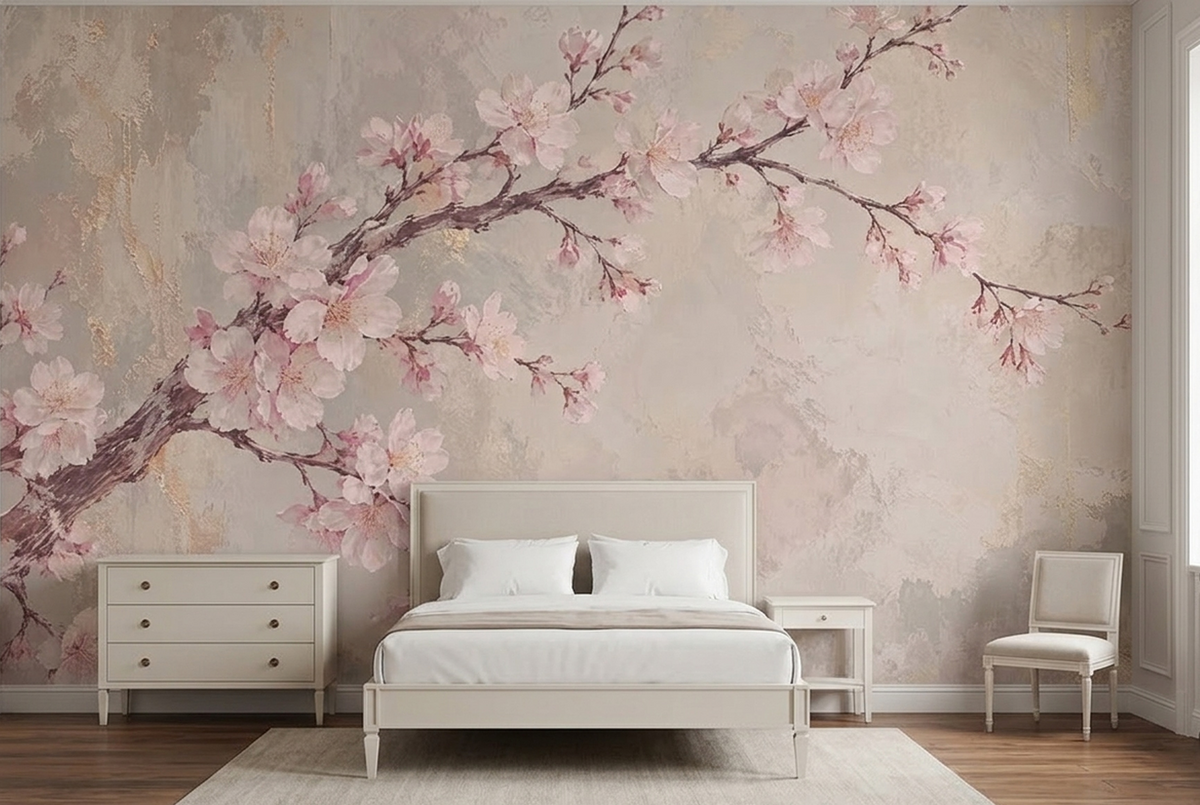 Sakura Cherry Blossoms Wallpaper Soft Pink Botanical Wall Mural