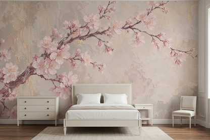Sakura Cherry Blossoms Wallpaper Soft Pink Botanical Wall Mural