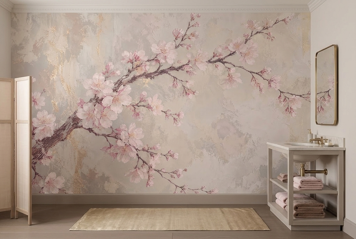 Sakura Cherry Blossoms Wallpaper Soft Pink Botanical Wall Mural