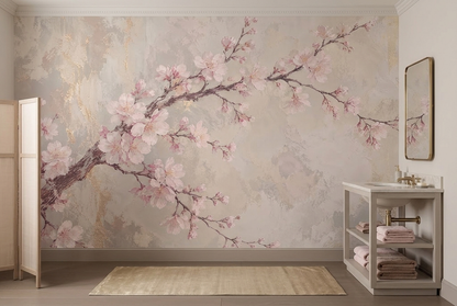 Sakura Cherry Blossoms Wallpaper Soft Pink Botanical Wall Mural