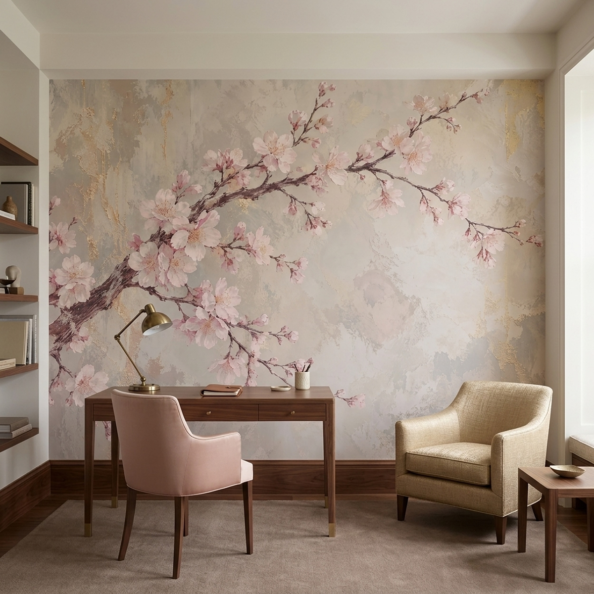 Sakura Cherry Blossoms Wallpaper Soft Pink Botanical Wall Mural