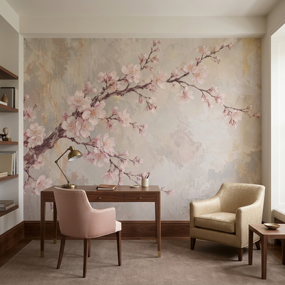 Sakura Cherry Blossoms Wallpaper Soft Pink Botanical Wall Mural